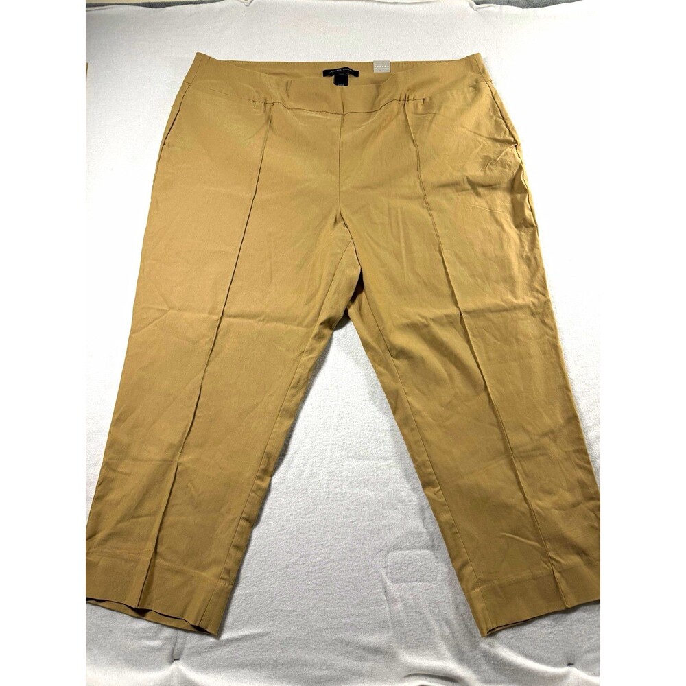 Ashley Stewart Womens Capri Pants Plus Size 26 Beige Stretch Pockets Zip 667